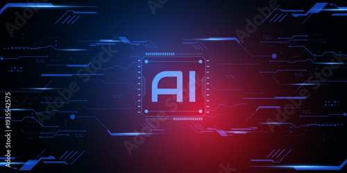 Artificial Intelligence ,AI chipset on circuit board, futuristic Technology Concept