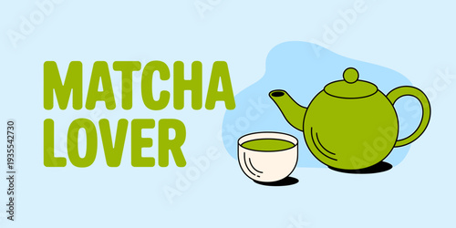 Matcha tea lover with teapot