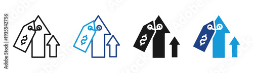 Bid Increase icon set multiple style collection