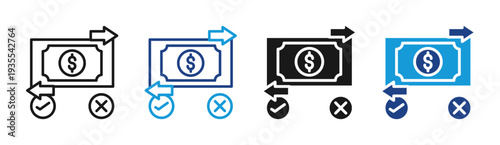 Money Exchange icon set multiple style collection