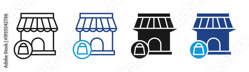 Shop Auction icon set multiple style collection