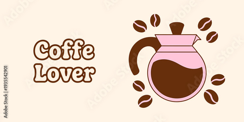 Coffee lover with coffee pot beans