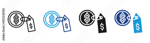 Price Comparison icon set multiple style collection