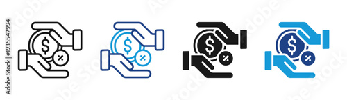Bid Payment icon set multiple style collection