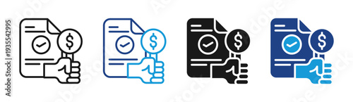 Contract Approval icon set multiple style collection