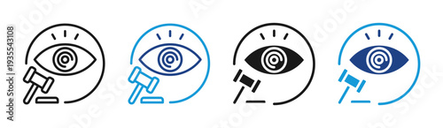Legal Monitoring icon set multiple style collection