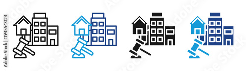 Property Court icon set multiple style collection