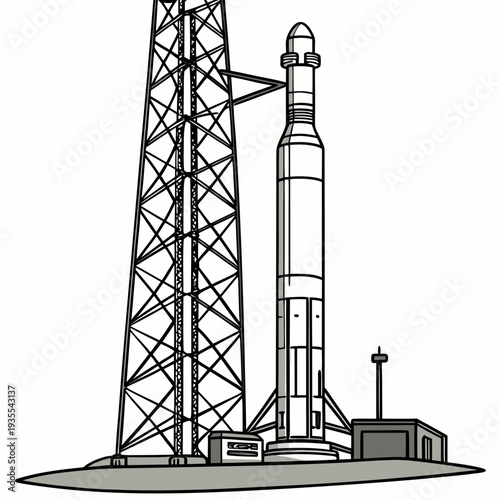 Rocket on launchpad with tower space 1