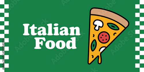 Italian food pizza slice illustration
