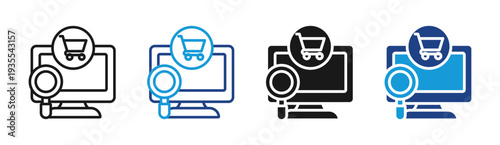 Online Shopping icon set multiple style collection