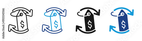 Refund Policy icon set multiple style collection