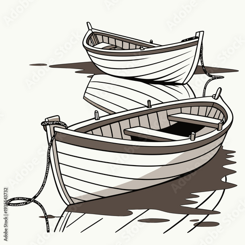 Two white wooden boats on calm water white boats rowboats