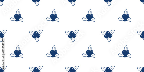 Hand drawn blueberries seamless pattern. White background with wild berry silhouettes, doodle sketch style. Healthy organic food print. Continuous fill for packaging, paper, textiles, and design