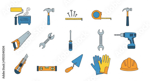 Collection of assorted construction and DIY tools.