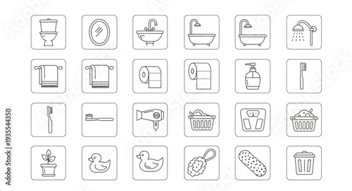 Collection of Bathroom Icons and Symbols for Design.