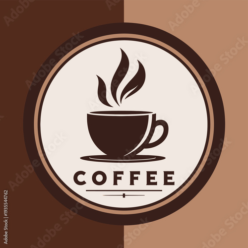 Coffee cup icon with hot coffee and coffee beans vector illustration for cafe drink concept