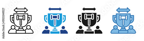 Bid Trophy icon set multiple style collection