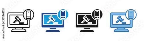 Virtual Auction icon set multiple style collection