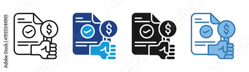 Contract Approval icon set multiple style collection