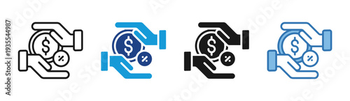 Bid Payment icon set multiple style collection