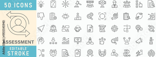 Assessment line icon collection, Editable stroke. Vector illustration.
