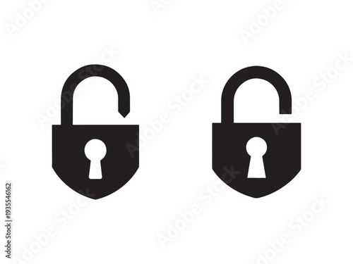 Two black padlock icons with keyholes on a white background representing security and protection  symbolizing safety and privacy