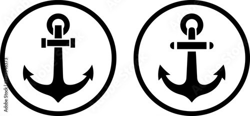 Black anchor icons in circular frames for stability and strength