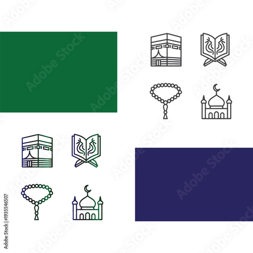 Islamic Elements & Prayer Gesture Icons – Minimal Outline Vector Collection (4 Sets)