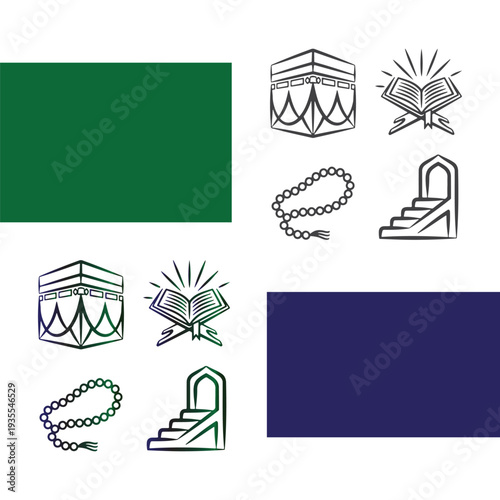 Islamic Elements & Prayer Gesture Icons – Minimal Outline Vector Collection (4 Sets)