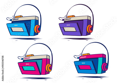 Retro Cassette Players with Headphones