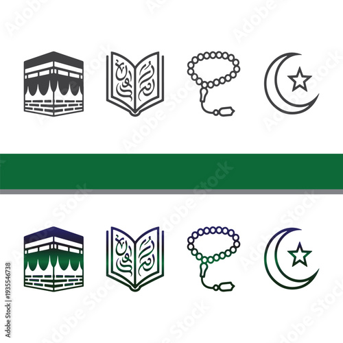 Islamic Elements & Prayer Gesture Icons – Minimal Outline Vector Collection (4 Sets)