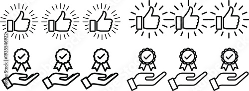 Thumbs up and ok hand signs in black and white