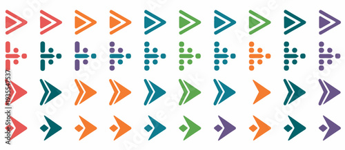 Colorful Arrow Bullet Point Set, Direction Arrow Vector Illustration Collection