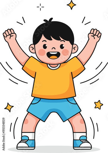 Young Boy Writing in Notebook Guided by Teacher or Mother with Floating Alphabet Letters and Numbers for Early Childhood Education and Literacy Designs