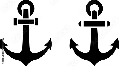 Two black anchor icons on white background for nautical designs