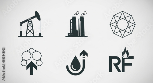 Collection of Industrial and Energy Icons.