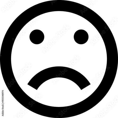 Sad Face Emoji Pixel Art Icon.