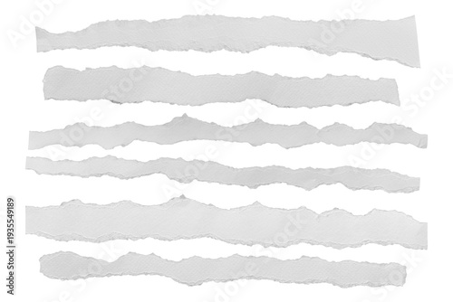 Collection of torn paper strips isolated on transparent background PNG.