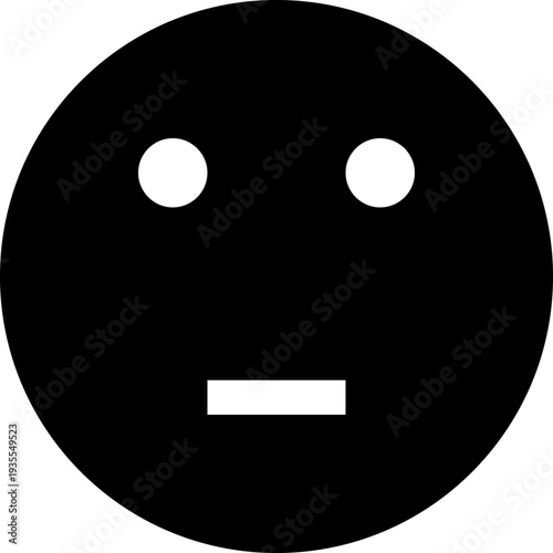 Simple pixelated black face icon with a neutral expression.