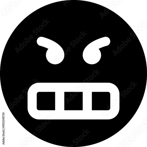 Pixelated Angry Face Icon with Gritted Teeth.