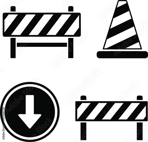 Road construction and traffic signs and barriers