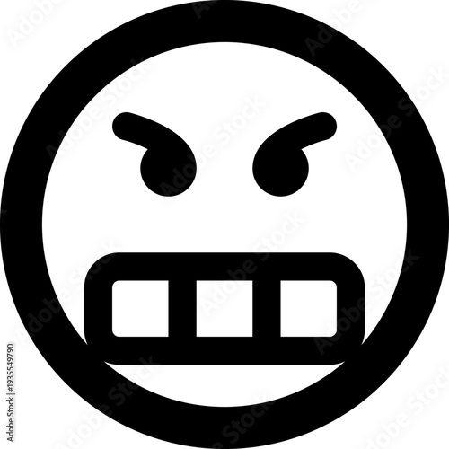 Pixelated Angry Face Icon with Gritted Teeth.
