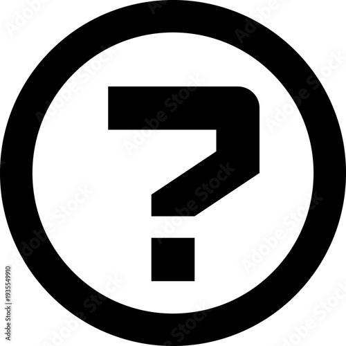 A simple question mark symbol in a circle.