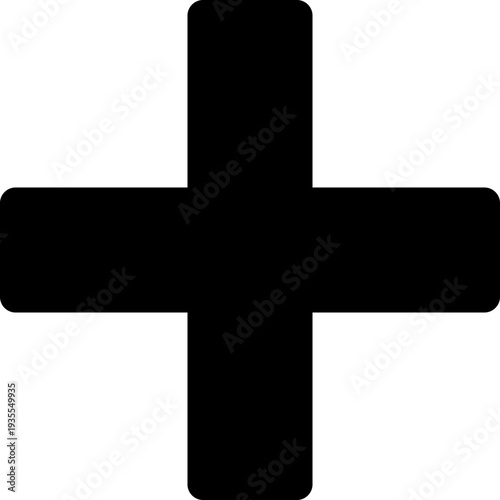 Black Cross Symbol on White Background.