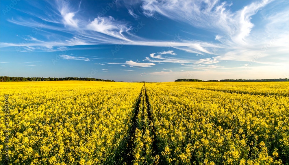 Obraz premium Rapsfeld unter blauem Himmel