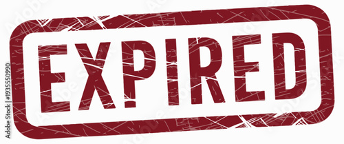 Expired Red Grunge Rubber Stamp Icon, Vintage Seal Vector Illustration