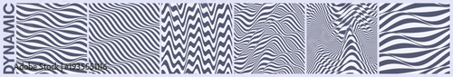 Wavy pattern. Optical illusion. Black and white striped pattern. Cover design template. Illustration for brochure, poster, presentation, flyer or banner.