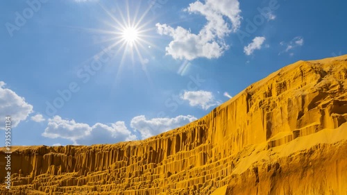 sandy wall under a sparkle sun time lapse scene