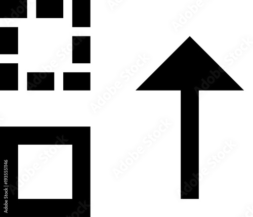 Black Arrow Pointing Up on White Background with QR Code
