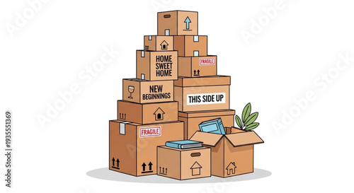 Stack of Cardboard Boxes for Shipping.